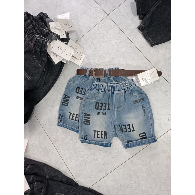 Quần đùi bé trai, quần short jean túi hộp và cào rách cho bé