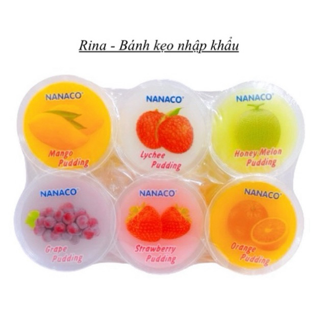 (Vỉ 6 cốc) Thạch Thái Nanaco thạch sữa chua vị trái cây 480g mix vị - Thái Lan (Thạch vỉ 80g/cốc)