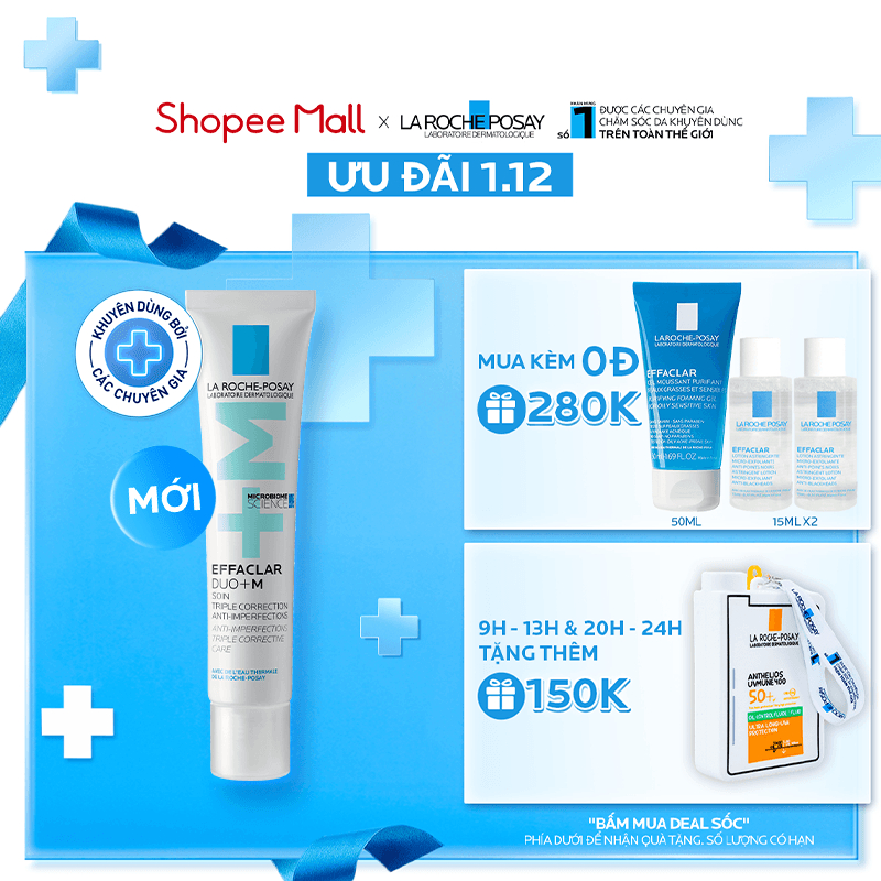 Kem dưỡng giảm mụn nhanh sau 8 giờ La Roche-Posay Effaclar Duo+ M 40ml
