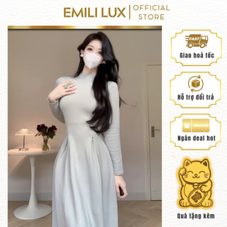 Váy body dài tay Emili dáng xòe, đầm nữ dáng dài xòe phong cách 