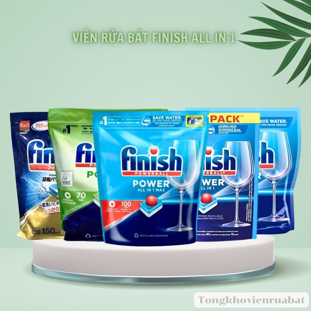 Viên rửa bát Finish All In 1 Max 30 viên, 70 viên, 100 viên,150 viên, Viên rửa chén Finish (Loại cao cấp 10 chức năng)