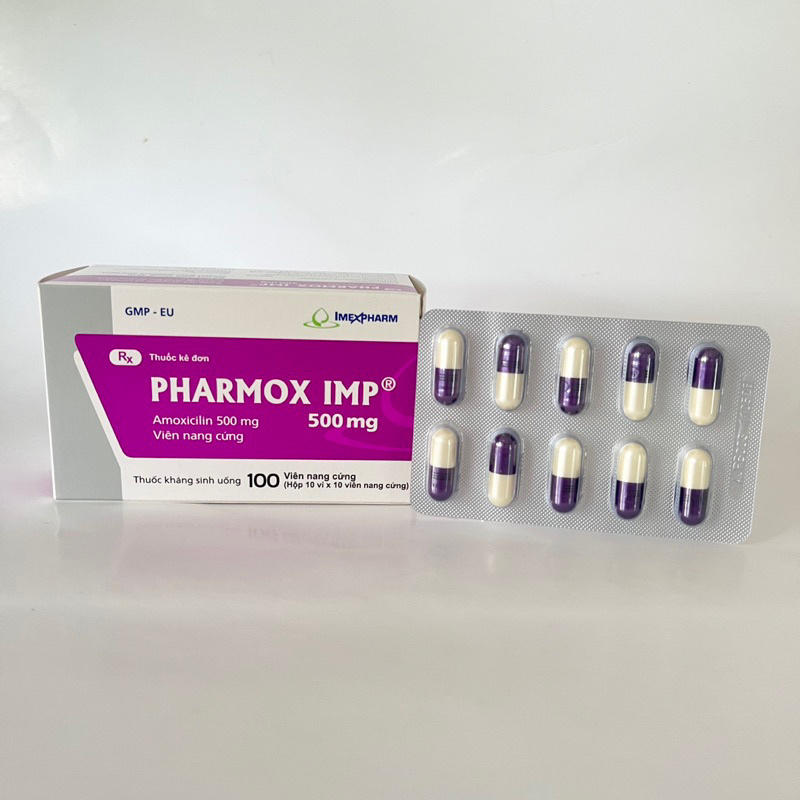 Amox 500mg Imexpharm , Hộp 100 viên