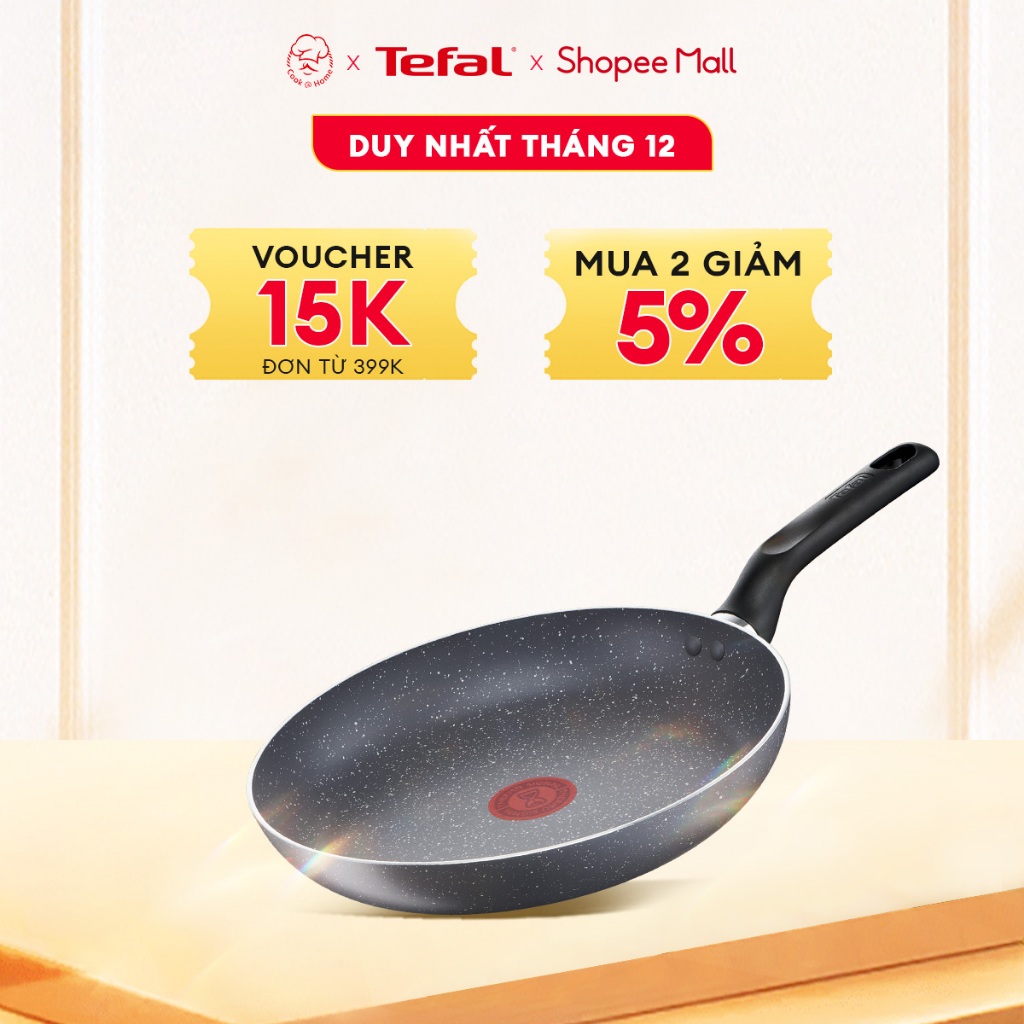 Chảo chống dính vân đá Tefal Natura dùng cho bếp gas, hồng ngoại 20cm - Bảo hành 2 năm