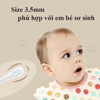 Tăm bông cho bé sơ sinh, bông tự nhiên, hộp 200 que Misuta