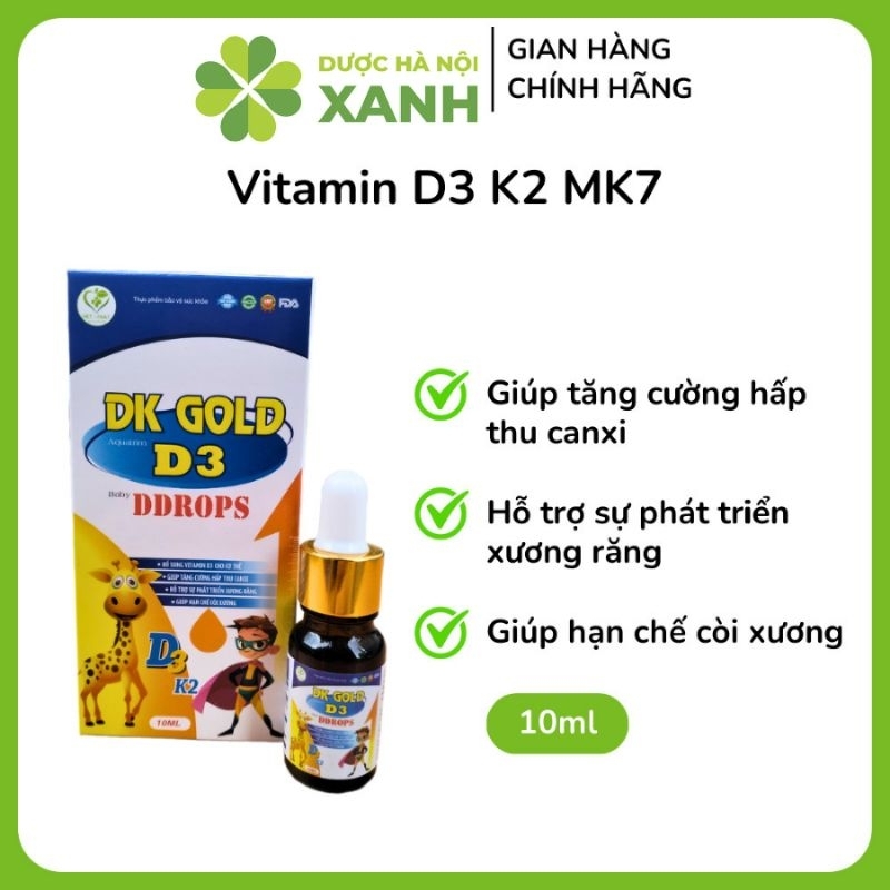 Vitamin D3K2 MK7 Vitamin cho bé 10ml DK Gold D3
