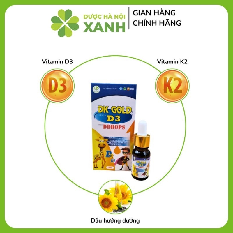Vitamin D3K2 MK7 Vitamin cho bé 10ml DK Gold D3