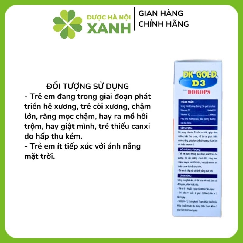 Vitamin D3K2 MK7 Vitamin cho bé 10ml DK Gold D3