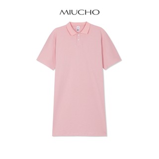 Đầm polo trơn dáng suông DPT01 Miucho vải cotton cổ trụ in basic