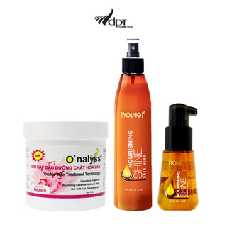 Bộ 3 chăm sóc tóc suôn mượt, mềm mại tại nhà dễ dàng (1 Hấp Onalyss + 1 xịt dưỡng Young + 1 Serum Young)