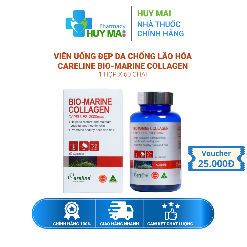 Viên uống đẹp da chống lão hóa Careline Bio-Marine Collagen Hộp 60 viên