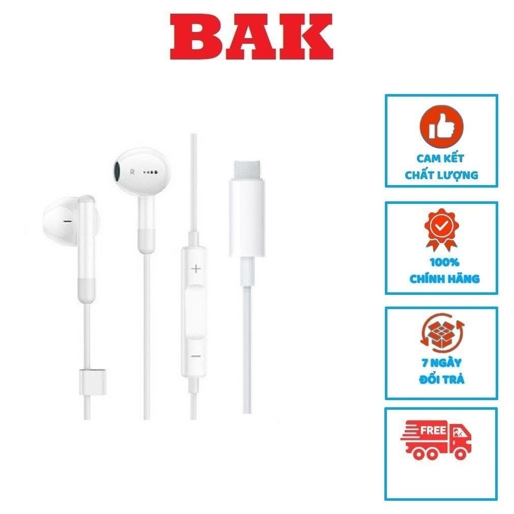 Tai Nghe Nhét Tai Chân Dẹp IP001 Không Cần Bluetooth có mic đàm thoại chính hãng BAK