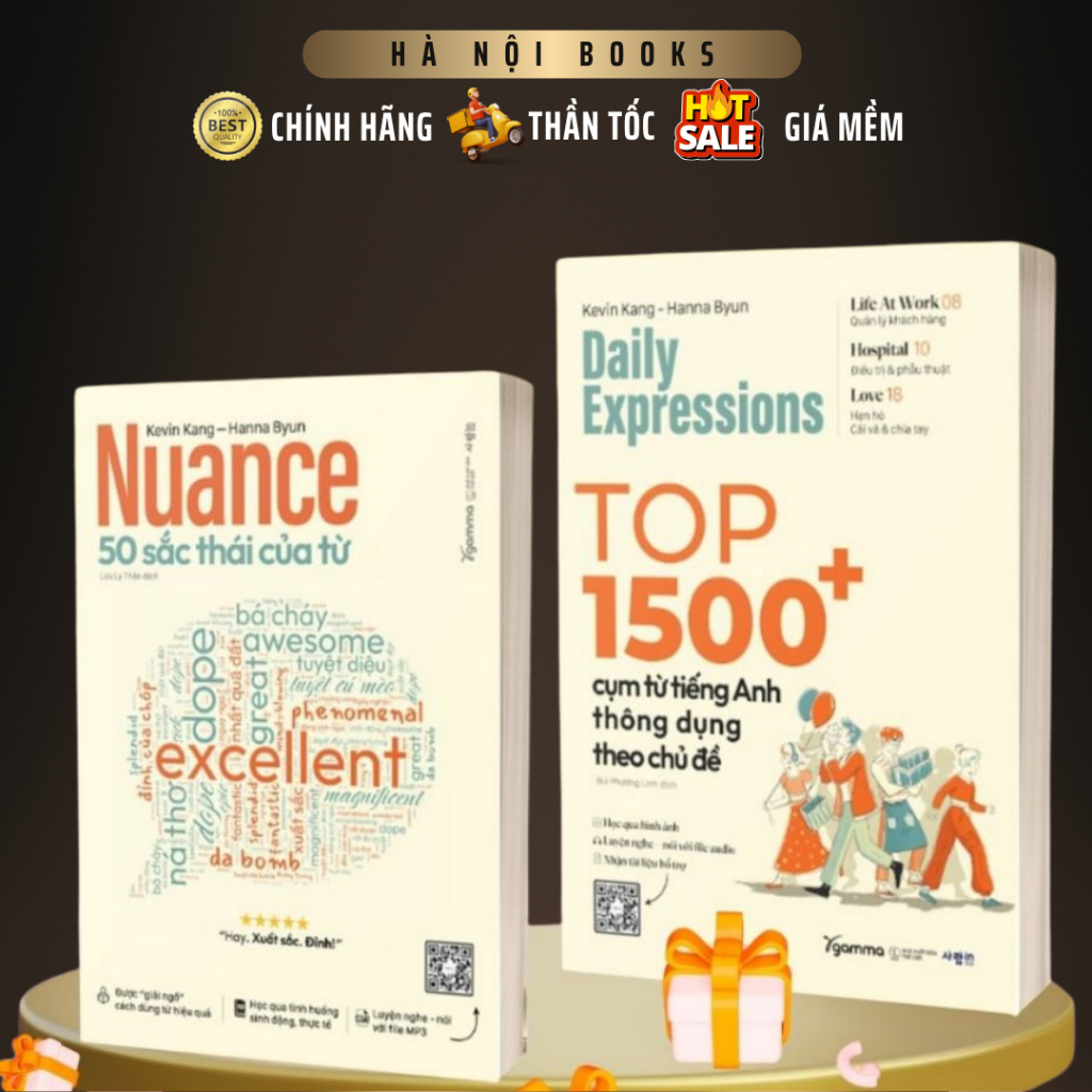 Sách Của Kevin Kang - Hanna Byun: Nuance 50 Sắc Thái Của Từ + Daily Expressions Top 1500+ Cụm Từ Tiếng Anh - AlphaBooks