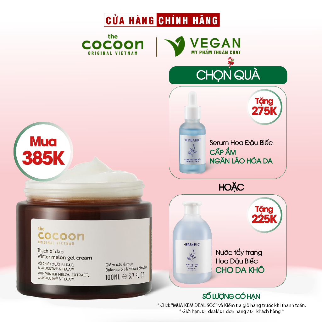 Bigsize - Thạch Bí Đao Cocoon Cấp Ẩm Và Ngừa Mụn 100ml thuân chay