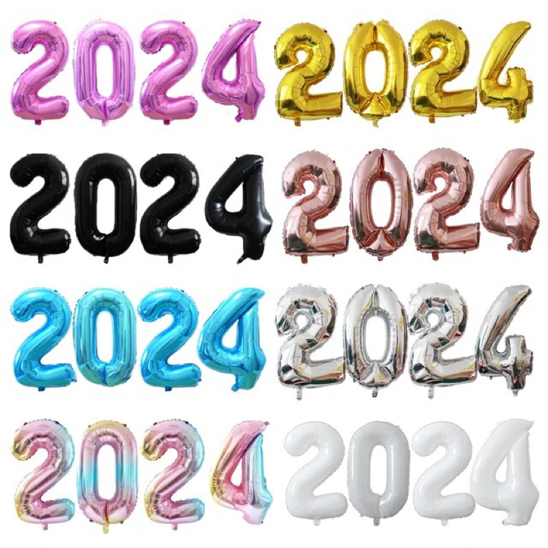 Bóng số 2024 chúc mừng năm mới happy new year