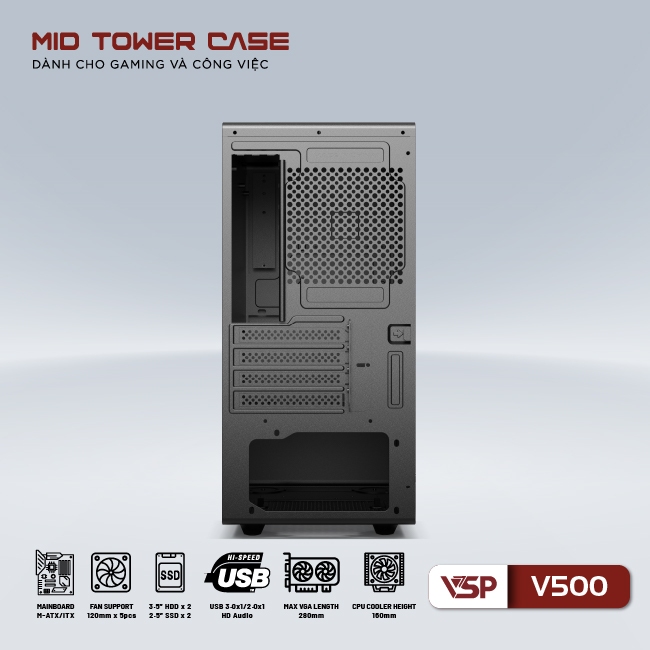 Vỏ Case Máy Tính VSP V500 - Hàng Chính Hãng