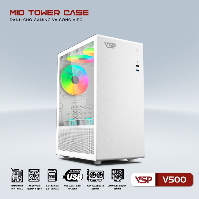 Vỏ Case Máy Tính VSP V500 - Hàng Chính Hãng