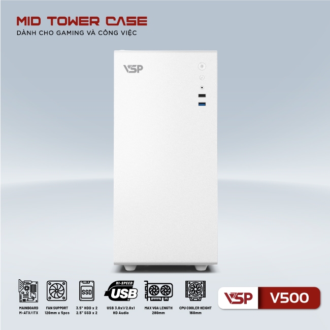 Vỏ Case Máy Tính VSP V500 - Hàng Chính Hãng