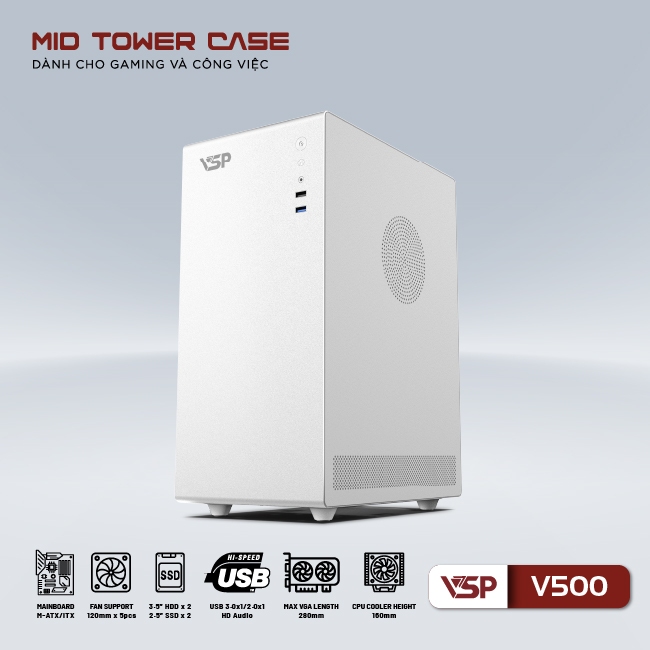 Vỏ Case Máy Tính VSP V500 - Hàng Chính Hãng