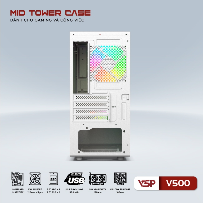 Vỏ Case Máy Tính VSP V500 - Hàng Chính Hãng
