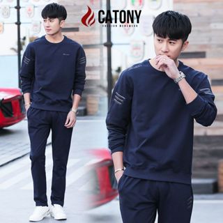 Bộ nỉ nam mùa đông big size cao cấp CATONY Bộ thể thao nam dài tay, bộ quần áo thu đông mặc đi chơi, tập thể thao KP085