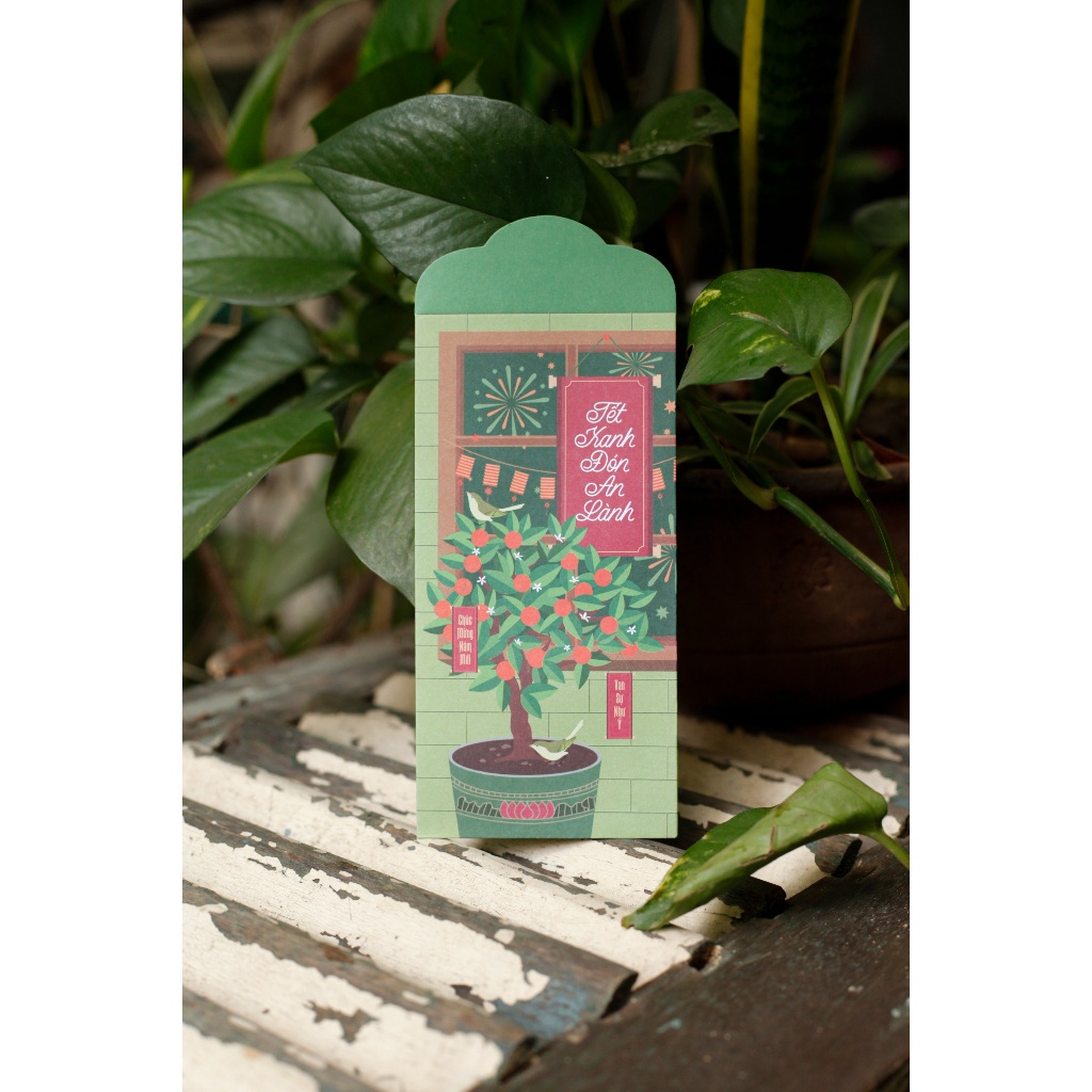 Set 6 bao lì xì sống xanh thông điệp ý nghĩa 2024