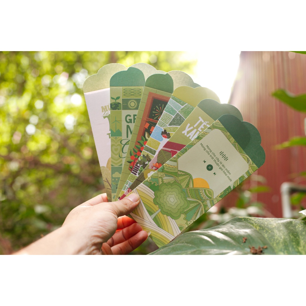 Set 6 bao lì xì sống xanh thông điệp ý nghĩa 2024