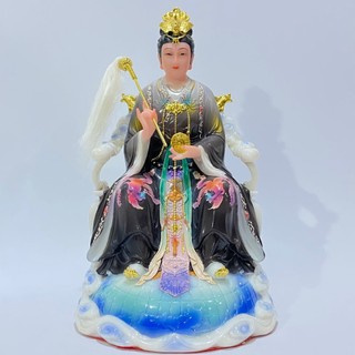 Tượng mẹ địa mẫu diêu trì ngồi 30cm bằng bột đá màu xanh