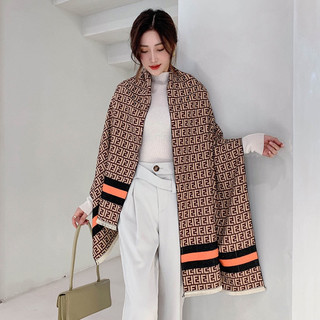 Khăn choàng cổ f viền sọc cao cấp, khăn len, khăn lụa