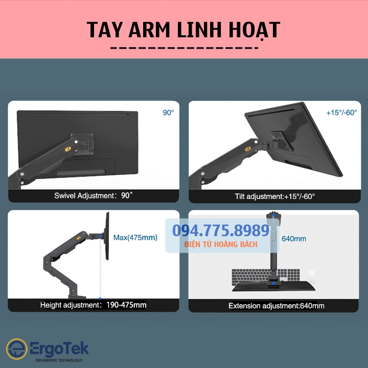 NB G50  27 - 45 Inch - Giá Treo Màn hình máy tính/ Tay Arm NB G45 treo màn hình máy tính