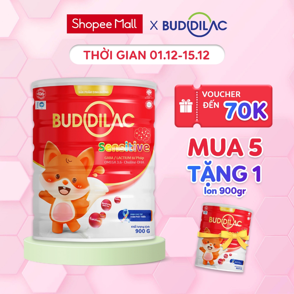 Combo 5 hộp Buddilac sensitive 900g tặng 1 hộp Buddilac sensitive 900g