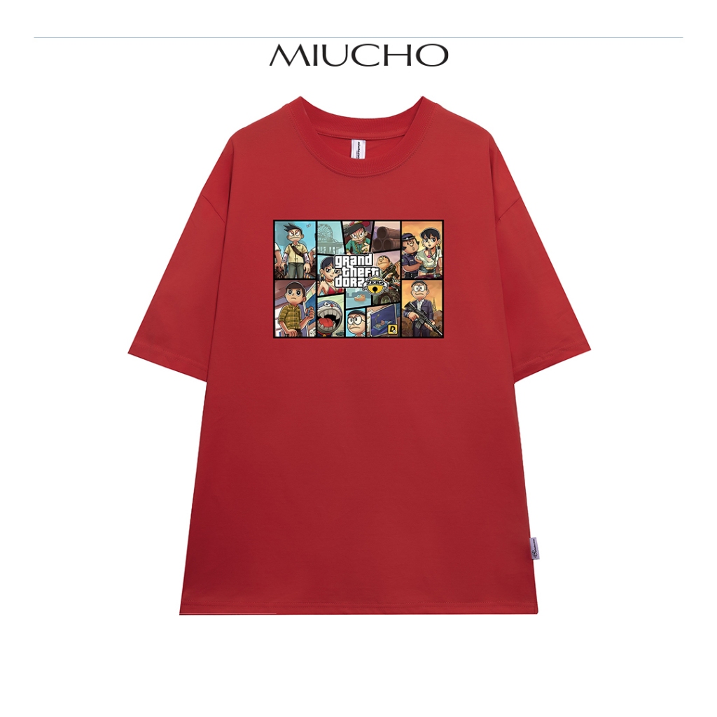 Áo thun unisex cổ tròn form rộng tay lỡ chất liệu cotton mềm mại Miucho MT039 in graphic