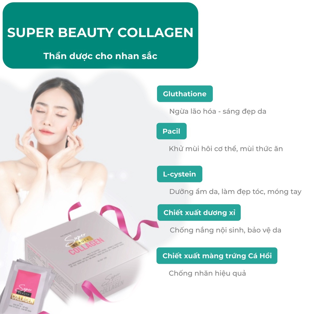 Thực Phẩm Làm Sáng Da Super Beauty Collagen Pizkie Hộp 30 gói 5gr