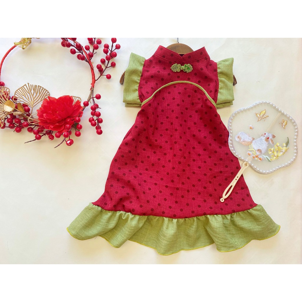Ngọc Kids - Set váy sườn xám cho bé 6-25kg