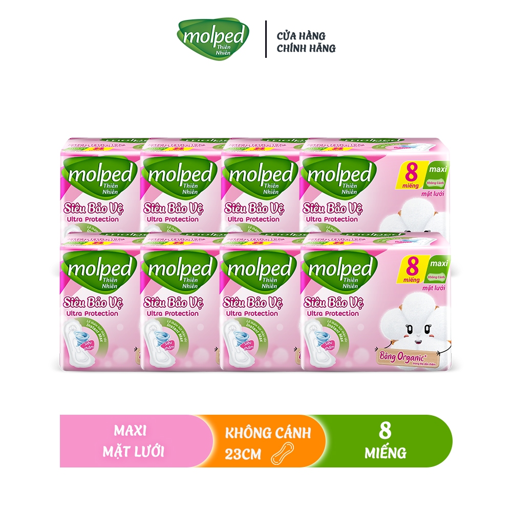 Combo 8 gói băng vệ sinh Molped thiên nhiên ngày siêu mỏng cánh