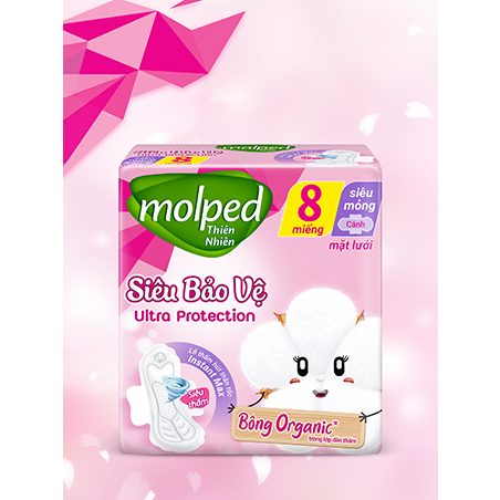 Combo 8 gói băng vệ sinh Molped thiên nhiên ngày siêu mỏng cánh