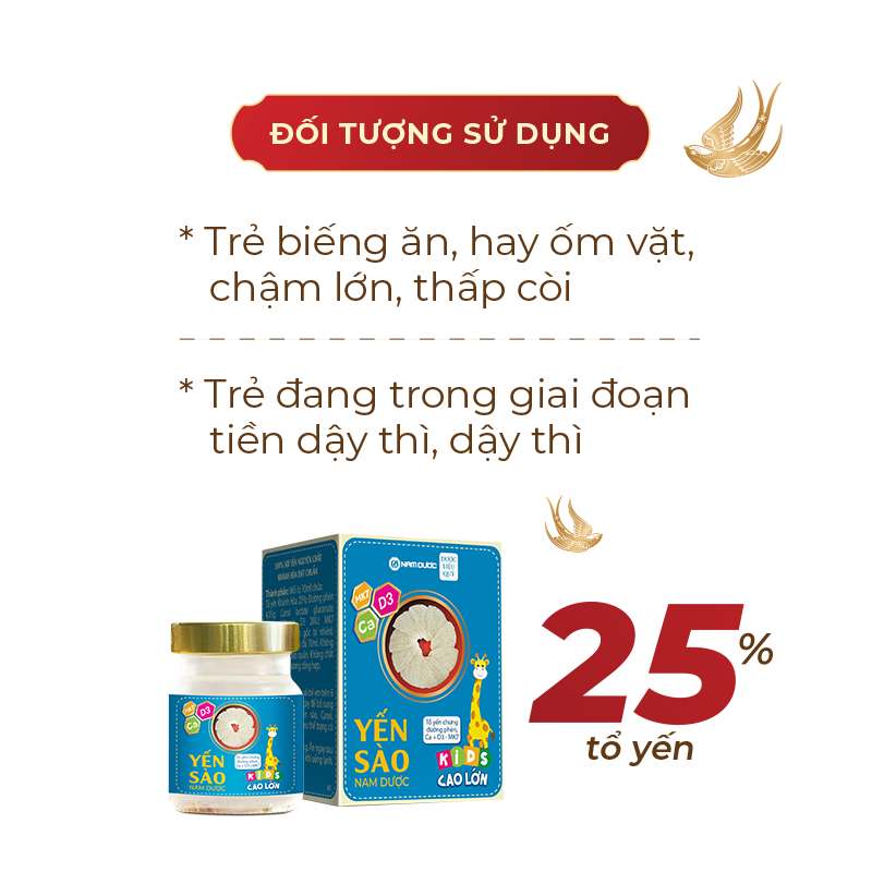 Yến sào Nam Dược Kids Set 4 lọ x 70ml cao lớn, tăng sức đề kháng cho bé, bé ăn ngon và phát triển chiều cao