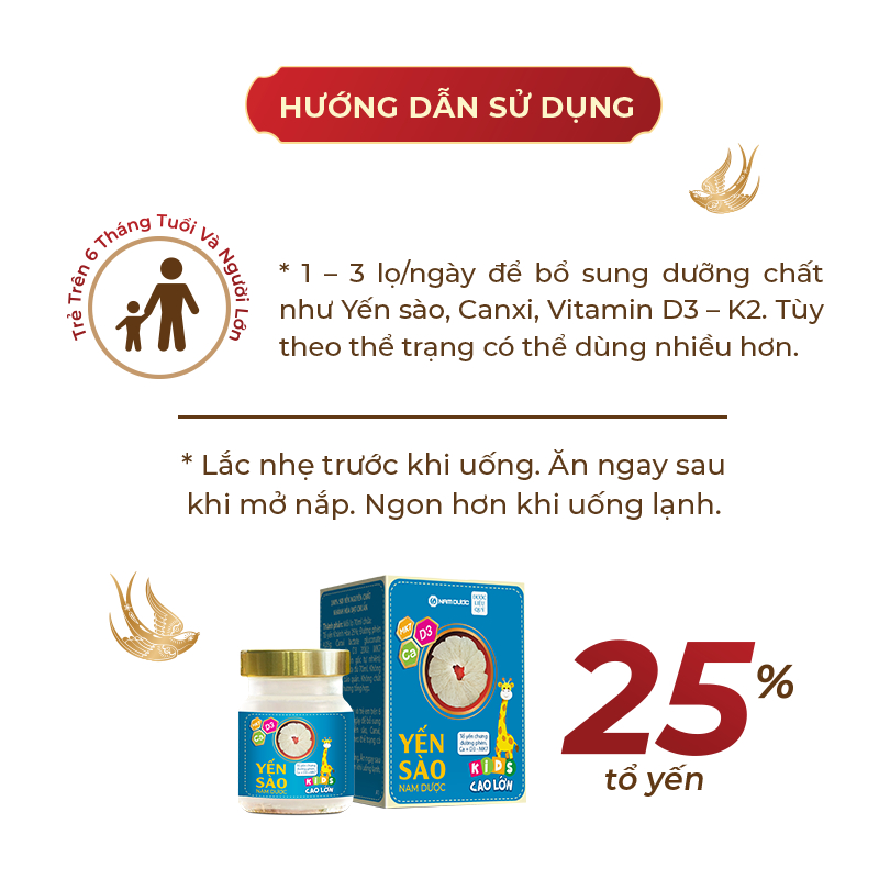 Yến sào Nam Dược Kids Set 4 lọ x 70ml cao lớn, tăng sức đề kháng cho bé, bé ăn ngon và phát triển chiều cao