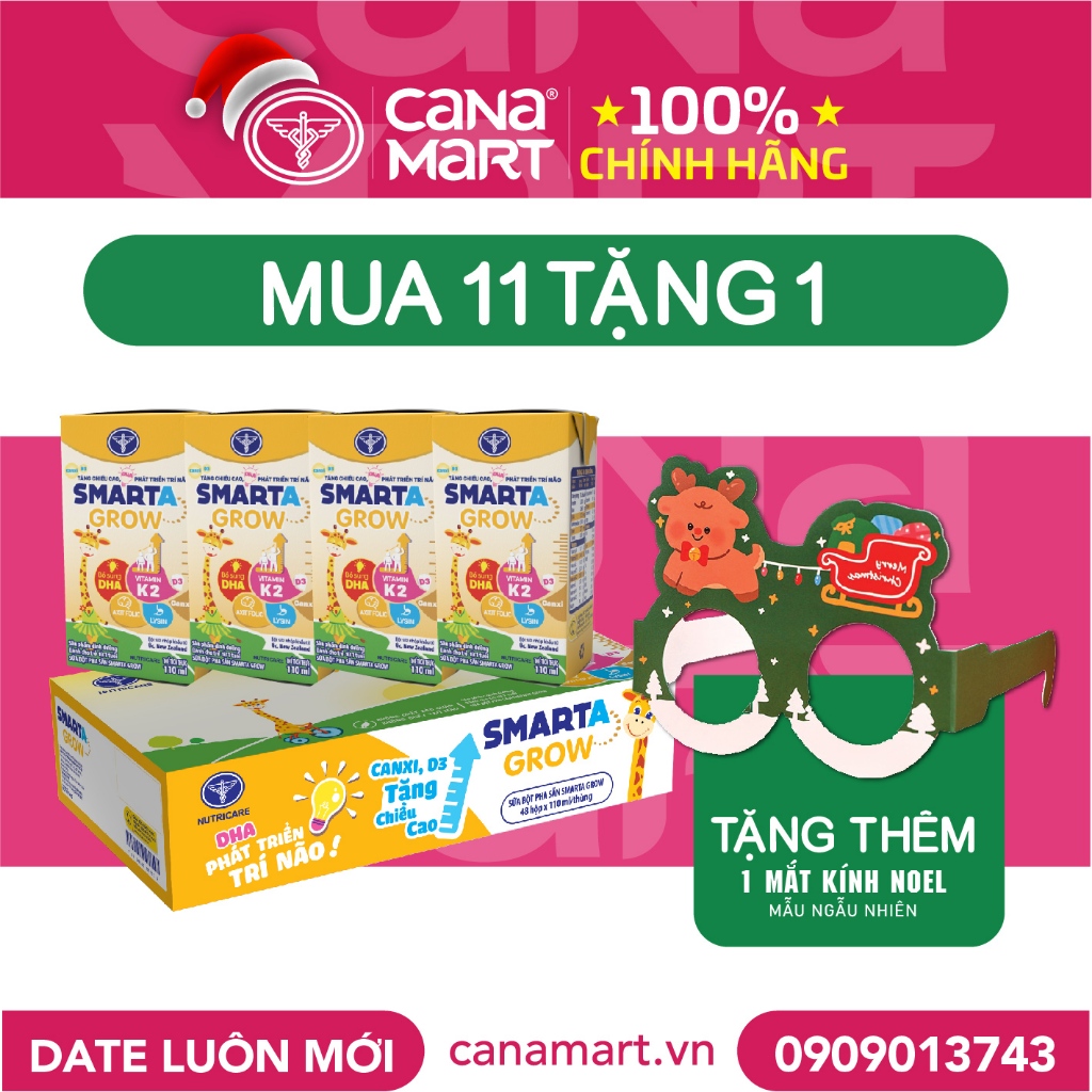 Thùng sữa nước Nutricare Smarta Grow dinh dưỡng cho trẻ thấp còi (110ml)