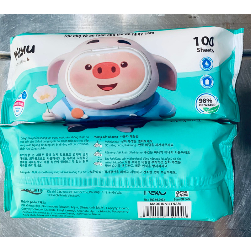 Khăn ướt cao cấp Baby Michu nặng 950g