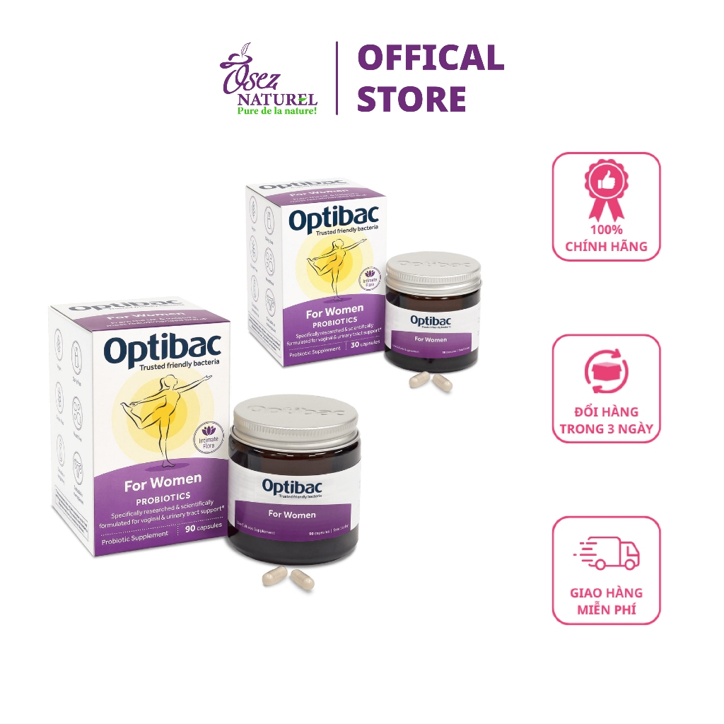 Men vi sinh bổ sung lợi khuẩn phụ khoa Optibac tím For Women 30 viên dành cho phụ nữ