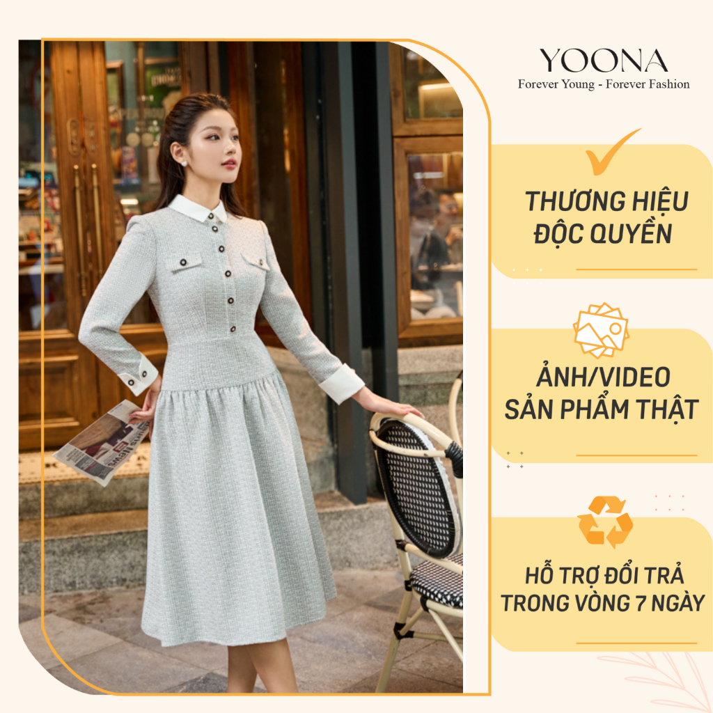 Đầm dạ công sở dài dáng xòe thanh lịch YOONA - YD12X155