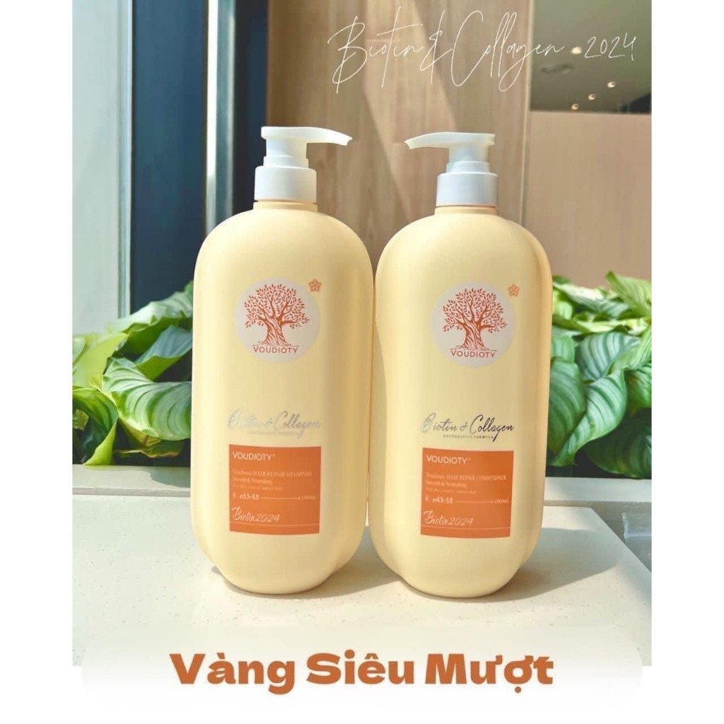Cặp Dầu Gội Xả Biotin Collagen Vàng Mẫu Mới 2024 Giảm Rụng Tóc, Kích Mọc Tóc, Giúp Tóc Suôn Mượt
