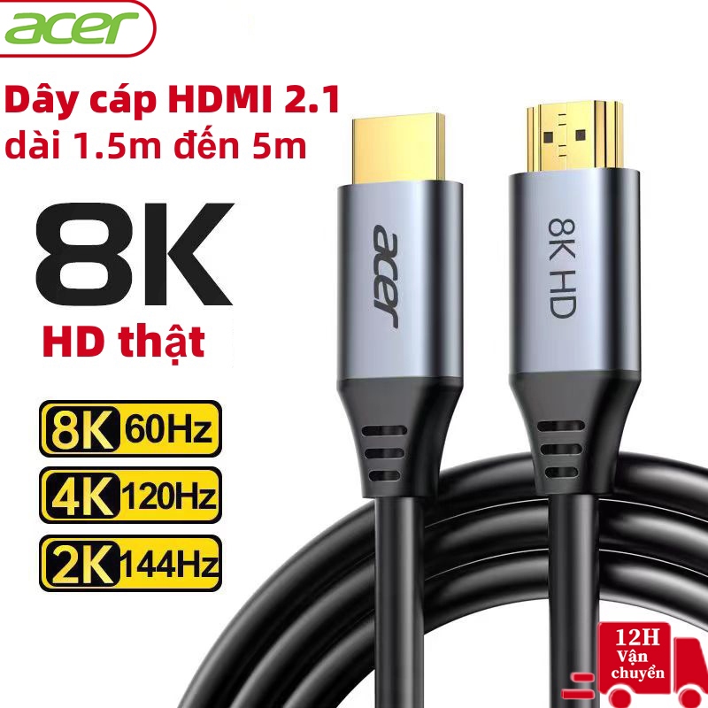 Dây cáp HDMI 2.1 acer, dài 1.5m đến 5m, chất lượng hình ảnh sắc nét lên tới 8K, hàng chính hãng