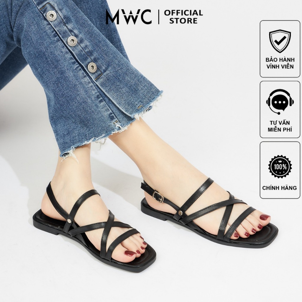 Giày Sandal Nữ MWC 2983 - Sandal Quai Mảnh Dây Chéo Cách Điệu Thời Trang