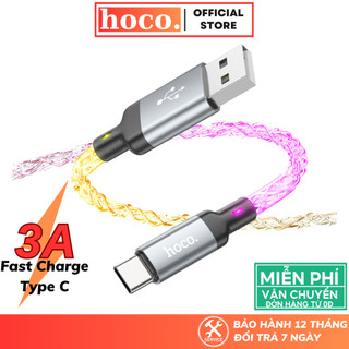 Dây sạc nhanh Hoco TypeC 3A cáp tích hợp đèn phát sáng đổi màu siêu bền cho máy android máy tính bảng