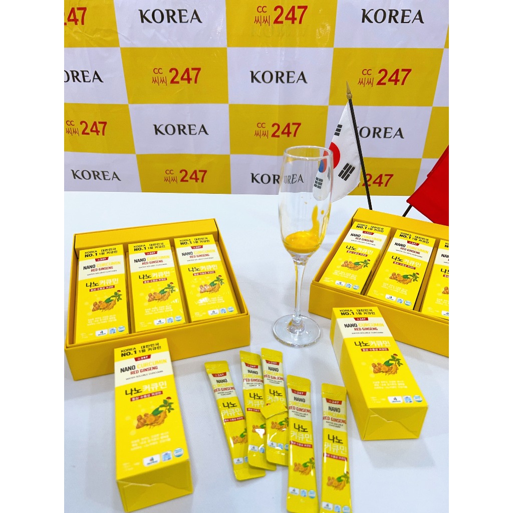 Nước tinh nghệ hồng sâm Red Ginseng Hàn Quốc, nước tinh nghệ Nano Curcumin CC247 giúp cải thiện làn da, sức khoẻ