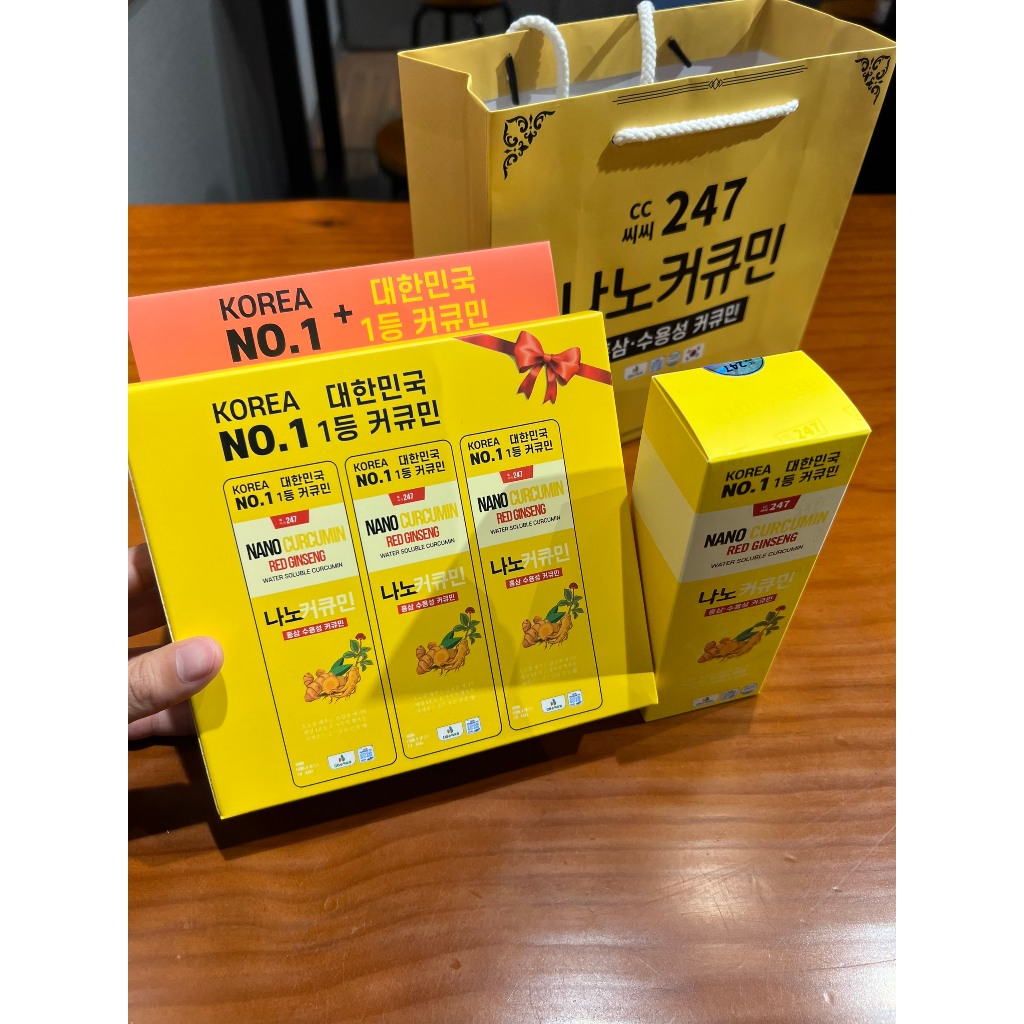 Nước tinh nghệ hồng sâm Red Ginseng Hàn Quốc, nước tinh nghệ Nano Curcumin CC247 giúp cải thiện làn da, sức khoẻ