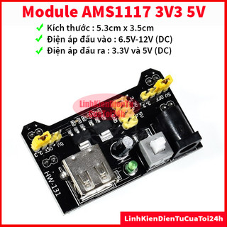 Module nguồn ams1117 3v3 5v, cấp nguồn cho bo test, tương thích tốt với breadboard mb102