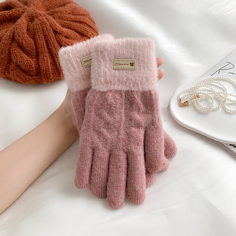 Găng tay giữ ấm HuMI bao tay nữ mùa đồng chất len dày dặn, co giãn có cảm ứng màn hình phong cách đông