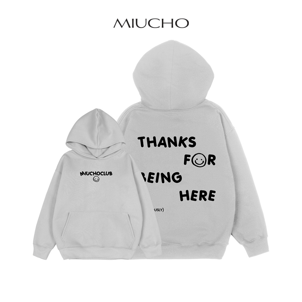 Áo hoodie nữ form rộng HDD296 Miucho chân cua in typography